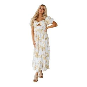 NWOT Liam & Co Rumi Bubble Sleeve Maxi Dress Size XL